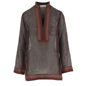 Tory Burch Semi-Transparent Linen Tunic With Mandarind Collar - NWT